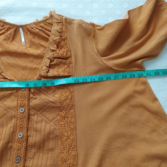 Free People Women Mae Top Medium Vneck Floral Embroidery Flowy Raw Lace Trim - Picture 10 of 13